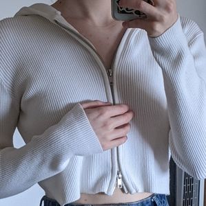 Brandy Melville double zip ribbed sweater with hood
